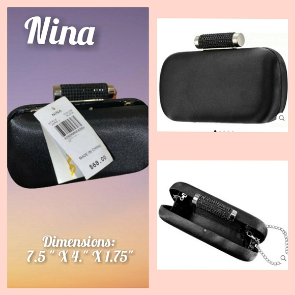 Nina Handbags - Nina Jora Satin Minaudiere with Crystal Clasp